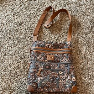 Stone Mountain Accessories Paisley Crossbody Bag in Brown and Blue